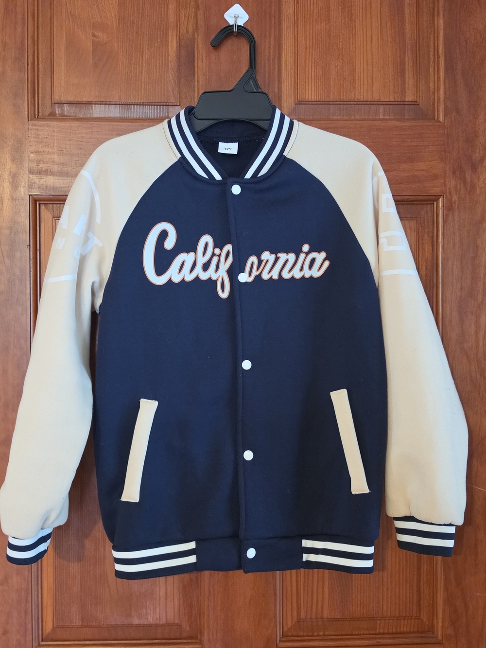 Youth California Letterman Jacket - Navy & Cream
